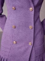 MOTF PREMIUM VESTIDO CURTO DE PEITO DUPLO COM GOLA DE LAPELA SÓLIDA, BAINHA PREGUEADA - Imagem 2