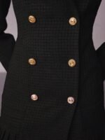 MOTF PREMIUM VESTIDO CURTO DE PEITO DUPLO COM GOLA DE LAPELA SÓLIDA, BAINHA PREGUEADA - Imagem 9