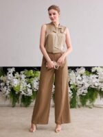 MOTF PREMIUM Blusa sem mangas com decote de gravata de seda - Imagem 4