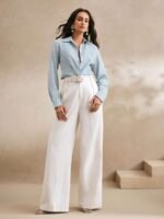 Anewsta Camisa Feminina de Linho com Bordado de Manga Longa - Imagem 21