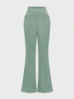 Conjunto Básico Elegante para Viagem de Negócios Diária: Blazer de Manga Longa com Cintura Marcada + Calça Flare de Cintura Alta, Conjunto de Terno - Imagem 8