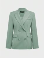 Conjunto Básico Elegante para Viagem de Negócios Diária: Blazer de Manga Longa com Cintura Marcada + Calça Flare de Cintura Alta, Conjunto de Terno - Imagem 6