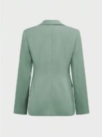 Conjunto Básico Elegante para Viagem de Negócios Diária: Blazer de Manga Longa com Cintura Marcada + Calça Flare de Cintura Alta, Conjunto de Terno - Imagem 7