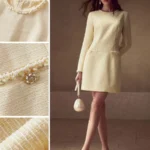 MOTF PREMIUM VESTIDO COM BOLSO GUARNECIDO DE PÉROLAS FALSAS