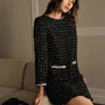 MOTF PREMIUM VESTIDO COM BAINHA EM TWEED CONTRASTANTE