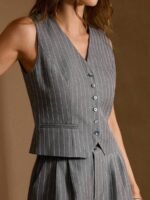 MOTF PREMIUM JAQUETA LISTRADA DE DECOTE EM V MINIMALISTA, PARA USO DIÁRIO - Imagem 2