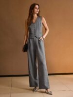 MOTF PREMIUM JAQUETA LISTRADA DE DECOTE EM V MINIMALISTA, PARA USO DIÁRIO - Imagem 4