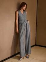 MOTF PREMIUM JAQUETA LISTRADA DE DECOTE EM V MINIMALISTA, PARA USO DIÁRIO - Imagem 6