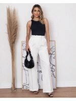 Conjunto Feminino de Alfaiataria Social com Blazer Alongado de Manga Longa e Calça Pantalona Forrada – MOS Mariana Olympio - Imagem 6