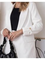 Conjunto Feminino de Alfaiataria Social com Blazer Alongado de Manga Longa e Calça Pantalona Forrada – MOS Mariana Olympio - Imagem 3