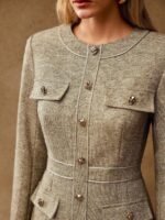 MOTF PREMIUM VESTIDO COM DETALHE DE ABA DE LÃ, DOBRA E BAINHA PLISSADA - Imagem 2