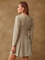 MOTF PREMIUM VESTIDO COM DETALHE DE ABA DE LÃ, DOBRA E BAINHA PLISSADA - Imagem 3