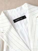 HOMEYEE Conjunto de Terno Listrado, Jaqueta de Terno Casual de Abotoamento Duplo e Calça Slim Fit, Estilo Versátil Adequado para Várias Ocasiões, Negócios e Férias - Imagem 15