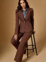 Briarwyn Conjunto Casual de Terno Composto por Jaqueta de Gola Lapela de Manga Longa e Botão Único e Calça, Terno de Passeio para Mulheres - Imagem 8