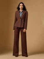 Briarwyn Conjunto Casual de Terno Composto por Jaqueta de Gola Lapela de Manga Longa e Botão Único e Calça, Terno de Passeio para Mulheres - Imagem 7