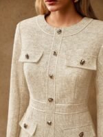 MOTF PREMIUM VESTIDO COM DETALHE DE ABA DE LÃ, DOBRA E BAINHA PLISSADA - Imagem 8