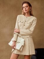 MOTF PREMIUM VESTIDO COM DETALHE DE ABA DE LÃ, DOBRA E BAINHA PLISSADA - Imagem 11