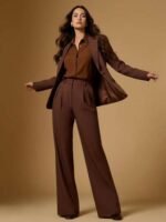 Briarwyn Conjunto Casual de Terno Composto por Jaqueta de Gola Lapela de Manga Longa e Botão Único e Calça, Terno de Passeio para Mulheres - Imagem 10