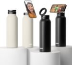 Ringo Garrafa de água isolada | Garrafa de água MagSafe compatível com suporte de telefone | Garrafa de água de aço inoxidável com suporte magnético para tripé de telefone | Quente para 12H, fria para | .br - Imagem 8