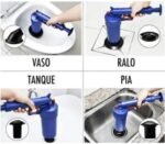 Desentupidor Manual de Alta Pressão para Privada Vaso Pia Ralo e Cano Pistola Bomba de Ar Reutilizável com 4 Bicos Adaptadores Rápido Potente e Econômico Azul  .br: Casa - Imagem 2