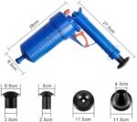 Desentupidor Manual de Alta Pressão para Privada Vaso Pia Ralo e Cano Pistola Bomba de Ar Reutilizável com 4 Bicos Adaptadores Rápido Potente e Econômico Azul  .br: Casa - Imagem 3