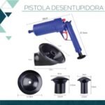 Desentupidor Manual de Alta Pressão para Privada Vaso Pia Ralo e Cano Pistola Bomba de Ar Reutilizável com 4 Bicos Adaptadores Rápido Potente e Econômico Azul  .br: Casa - Imagem 5