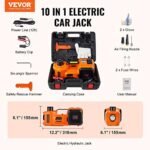 VEVOR Macaco de carro elétrico, 5 toneladas/4999 kg hidráulico com bomba inflável embutida e luz de LED, macaco portátil para carro para SUV MPV Sedan, pneus de troca de caminhão, reparo de garagem  .br: Ferramentas e Materiais de Construção - Imagem 7